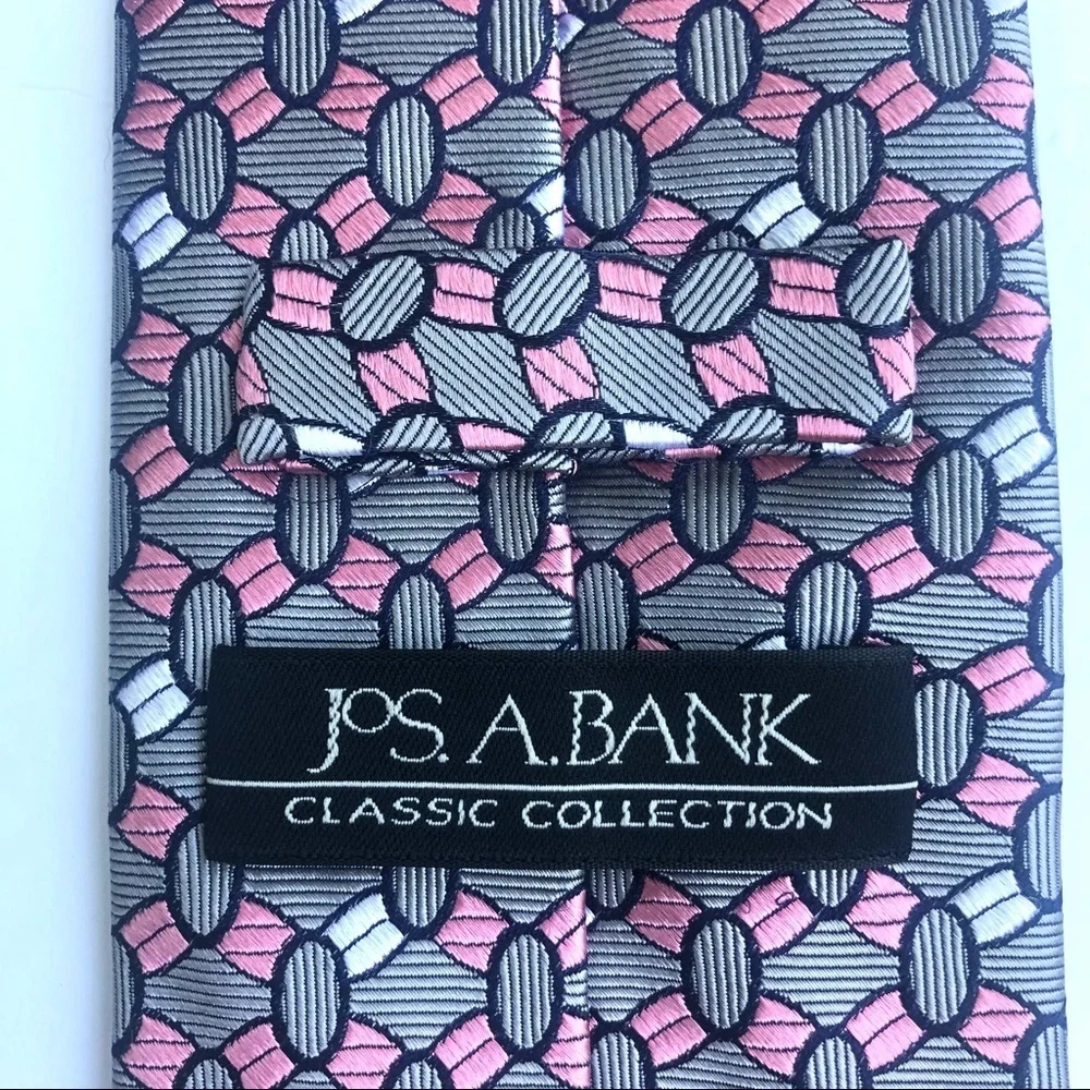 Pink Gray Geometric Tie